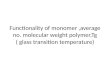 Functionality of monomer,average no. molecular weight polymer,Tg ( glass transition temperature)