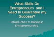 What Skills Do Entrepreneurs and I Need to Guarantee my Success? Introduction to Business Entrepreneurship
