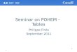1 1 Seminar on POHEM – Tables Philippe Finès September 2011
