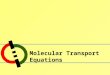 Molecular Transport Equations. Outline 1.Molecular Transport Equations 2.Viscosity of Fluids 3.Fluid Flow