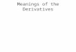 Meanings of the Derivatives. The Derivative at the Point as the Instantaneous Rate of Change at the Point