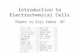 Introduction to Electrochemical Cells Thanks to Eric Edens ‘07 Bollens, Rachel A Pitkin, Julia D Calhoun, Corinne A Liu, Melinda D Clute-Reinig, Nicholas
