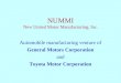 NUMMI New United Motor Manufacturing, Inc. Automobile manufacturing venture of General Motors Corporation and Toyota Motor Corporation