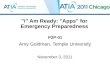 "i" Am Ready: "Apps" for Emergency Preparedness P2P-01 Amy Goldman, Temple University November 3, 2011