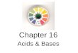 Chapter 16 Acids & Bases. Chapter 16 Test Review Section Reaction Rate (Chapter 14)