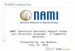 NAMI Connection Recovery Support Group Jail Diversion Programs: A Community Resource Presented by Joe Mendoza July 12, 2011