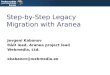Step-by-Step Legacy Migration with Aranea Jevgeni Kabanov R&D lead, Aranea project lead Webmedia, Ltd. ekabanov@webmedia.ee