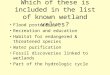 Which of these is included in the list of known wetland values? Flood protection Recreation and education Habitat for endangered & threatened species
