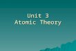 Unit 3 Atomic Theory Atom Smallest particle possessing the properties of an element