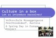 Culture in a box Let us introduce ourselves! Volksschule Roseggergasse Perchtoldsdorf, Austria A Spring Day in Europe Project