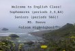 Mrs. Melinda Malaspino Welcome to English Class! Sophomores (periods 2,3,&4) Seniors (periods 5&6)! MS. Reeve Folsom High School