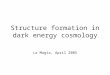 Structure formation in dark energy cosmology La Magia, April 2005