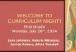 WELCOME TO CURRICULUM NIGHT! First Grade Monday, July 28 th, 2014 Jann Johnson, Valerie Nikolaus, Lori-Jo Peters, Alicia Tunstall