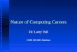 Nature of Computing Careers Dr. Larry Vail CSIS 201/401 Seminar