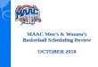MAAC Men’s & Women’s Basketball Scheduling Review OCTOBER 2010