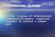 Information Information System System: A group of interrelated components/Elements, organized together to achieve a common goal System: A group of interrelated