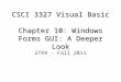 CSCI 3327 Visual Basic Chapter 10: Windows Forms GUI: A Deeper Look UTPA – Fall 2011