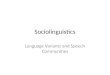 Sociolinguistics Language Variants and Speech Communities