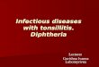 Infectious diseases with tonsillitis. Diphtheria Lecturer Gorishna Ivanna Lubomyrivna
