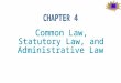 Three Sources of Law Common Law Statutory Law Administrative Law