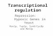 Repression: Hypoxic Genes in Yeast Rox1p, Tup1p, Ssn6/Cyc8p and Mot3p Transcriptional regulation