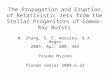 The Propagation and Eruption of Relativistic Jets from the Stellar Progenitors of Gamma-Ray Bursts W. Zhang, S. E. Woosley, & A. Heger 2004, ApJ, 608,