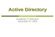 Active Directory Academic IT Directors December 6 th 2005