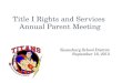 Title I Rights and Services Annual Parent Meeting Keansburg School District September 16, 2013