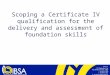 Scoping a Certificate IV qualification for the delivery and assessment of foundation skills