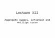 Lecture XII Aggregate supply, inflation and Phillips curve