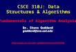 goddard/Courses/CSCE310J Fundamentals of Algorithm Analysis Dr. Steve Goddard goddard@cse.unl.edu CSCE 310J: Data Structures &