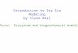 Introduction to Sea Ice Modeling by Clara Deal Focus: Ecosystem and biogeochemical modeling