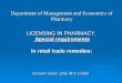 Lecturer Assoc. prof. M.V. Leleka Department of Management and Economics of Pharmacy LICENSING IN PHARMACY. Special requirements In retail trade remedies: