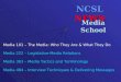 NCSL NEWS Media School Media 101 â€“ The Media: Who They Are & What They Do Media 222 â€“ Legislative-Media Relations Media 363 â€“ Media Tactics and Terminology