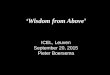 ‘Wisdom from Above ’ ICEL, Leuven September 20, 2015 Pieter Boersema