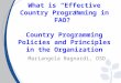 What is “Effective Country Programming in FAO?” Country Programming Policies and Principles in the Organization Mariangela Bagnardi, OSD