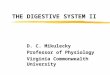 THE DIGESTIVE SYSTEM II D. C. Mikulecky Professor of Physiology Virginia Commonwealth University