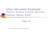 Unix Intrusion Example (Farmer, Venema: Forensic Discovery, Addisson Wesley, 2004) * COEN 251 * Recommended read for Unix Forensics