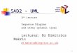 1 SAD2 - UML 2 nd Lecture Sequence Diagram and other dynamic views Lecturer: Dr Dimitrios Makris (d.makris@kingston.ac.uk) d.makris@kingston.ac.uk