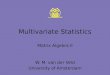 Multivariate Statistics Matrix Algebra II W. M. van der Veld University of Amsterdam