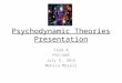 Psychodynamic Theories Presentation Team A PSY/405 July 5, 2015 Monica Morell
