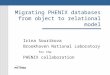 Irina Sourikova Brookhaven National Laboratory for the PHENIX collaboration Migrating PHENIX databases from object to relational model