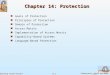 14.1 Silberschatz, Galvin and Gagne ©2005 Operating System Concepts Chapter 14: Protection Goals of Protection Principles of Protection Domain of Protection
