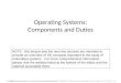 Operating Systems: Components and Duties Ref:  & Silberschatz, Gagne, & Galvin, Operating