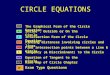 CIRCLE EQUATIONS The Graphical Form of the Circle Equation Inside, Outside or On the Circle Intersection Form of the Circle Equation Find intersection