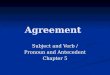 Agreement Subject and Verb / Pronoun and Antecedent Chapter 5