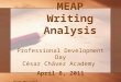 MEAP Writing Analysis Professional Development Day César Chávez Academy April 8, 2011 Dave Meloche School Leader