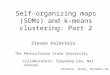 Self-organizing maps (SOMs) and k-means clustering: Part 2 Steven Feldstein The Pennsylvania State University Trieste, Italy, October 21, 2013 Collaborators: