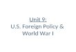 Unit 9: U.S. Foreign Policy & World War I American Imperialism, 1898—1914 “Social Darwinism” Need for resources & markets Annexation of Hawaii Open Door