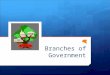 The 3 Branches of Government. Legislative Branch  The Law-making part of the government called legislature  To legislate is to make a law.  Members